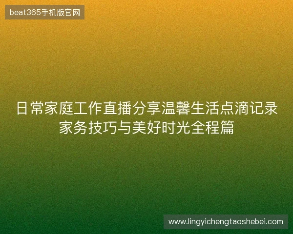 日常家庭工作直播分享温馨生活点滴记录家务技巧与美好时光全程篇